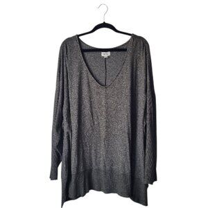 Per Se Olive Green Ribbed Sleeves Blouse